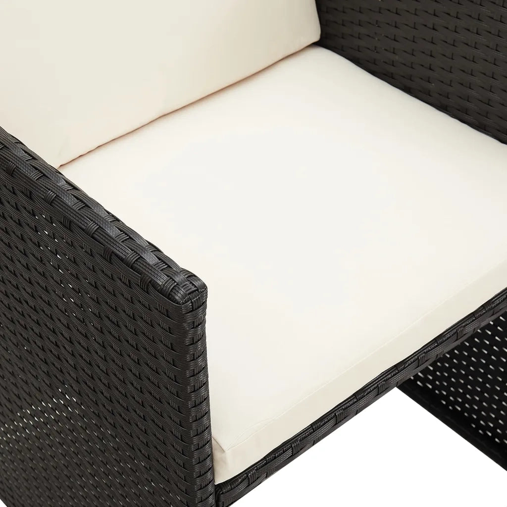 Sedie da Pranzo da Giardino con Cuscini 4 pz Nere in Polyrattan 316802