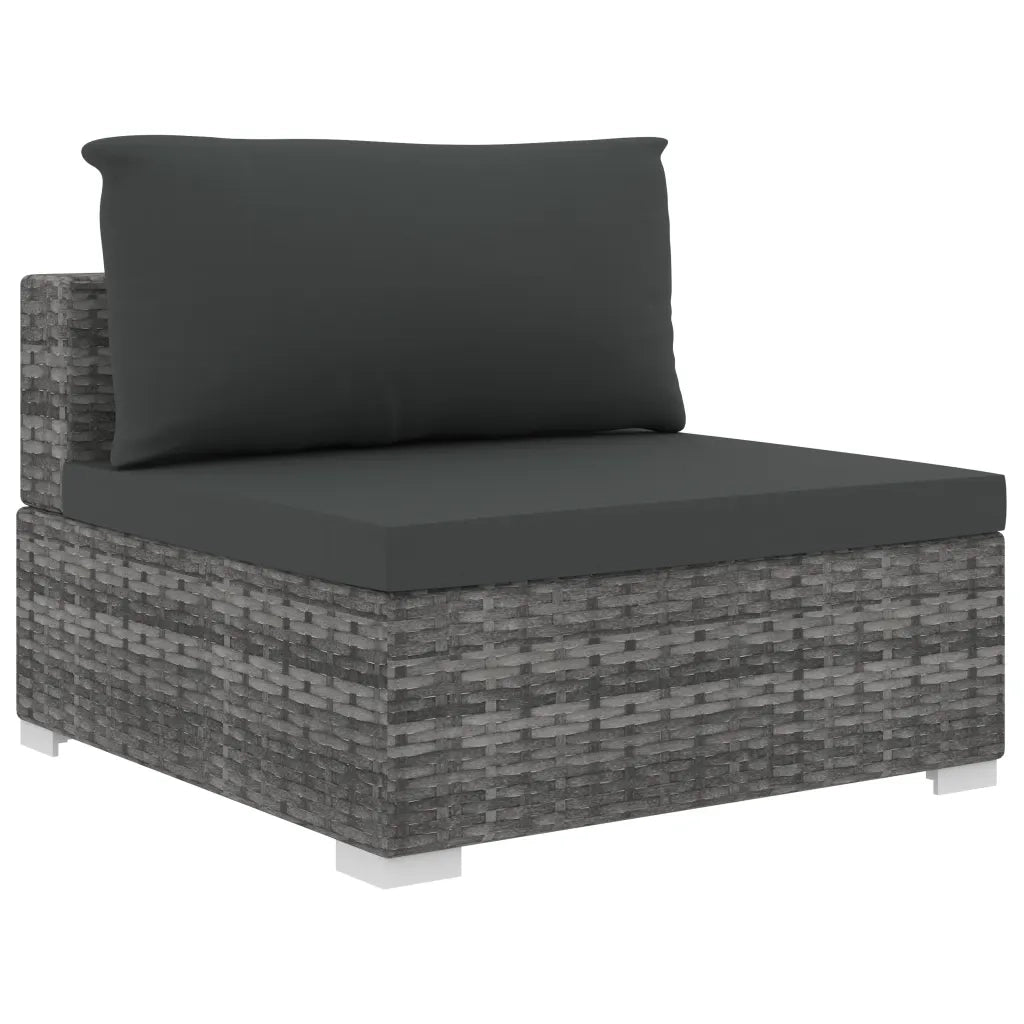 Set Divani da Giardino 5 pz con Cuscini in Polyrattan Grigio cod mxl 34962