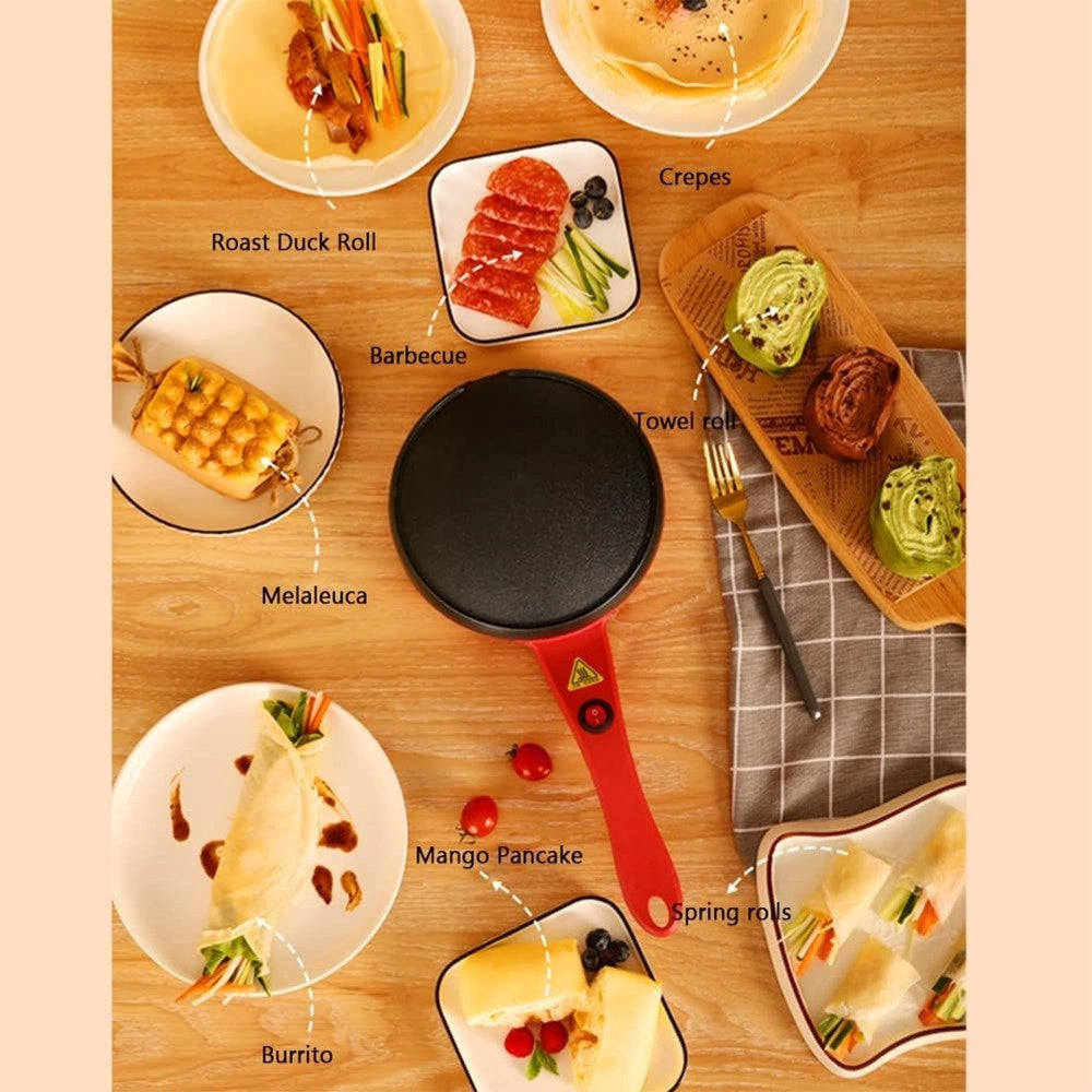 Trade Shop - Piccola Padella Automatica Crepiera Elettrica Antiaderente Per Pancake Tortillas -