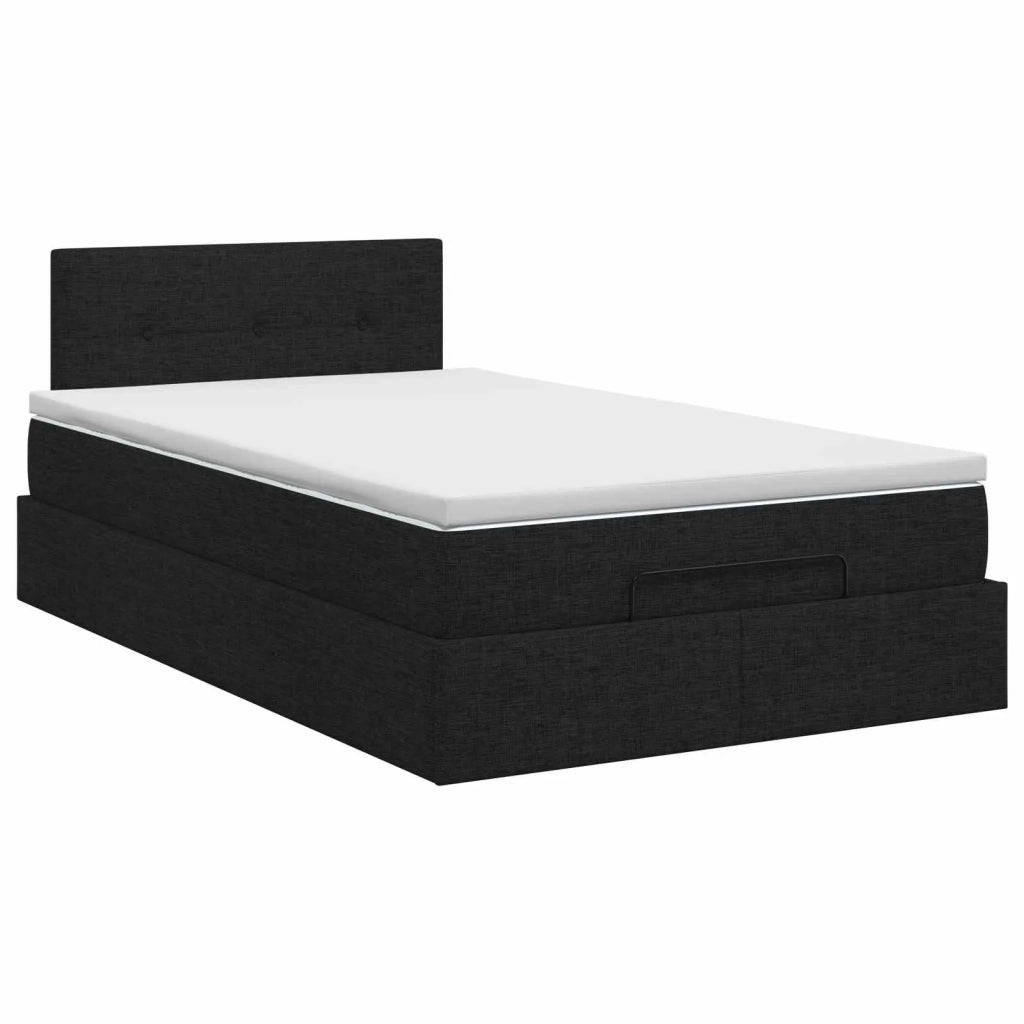 Letto ottomano con materasso Nero 120 x 200 cm Tessuto 3456318