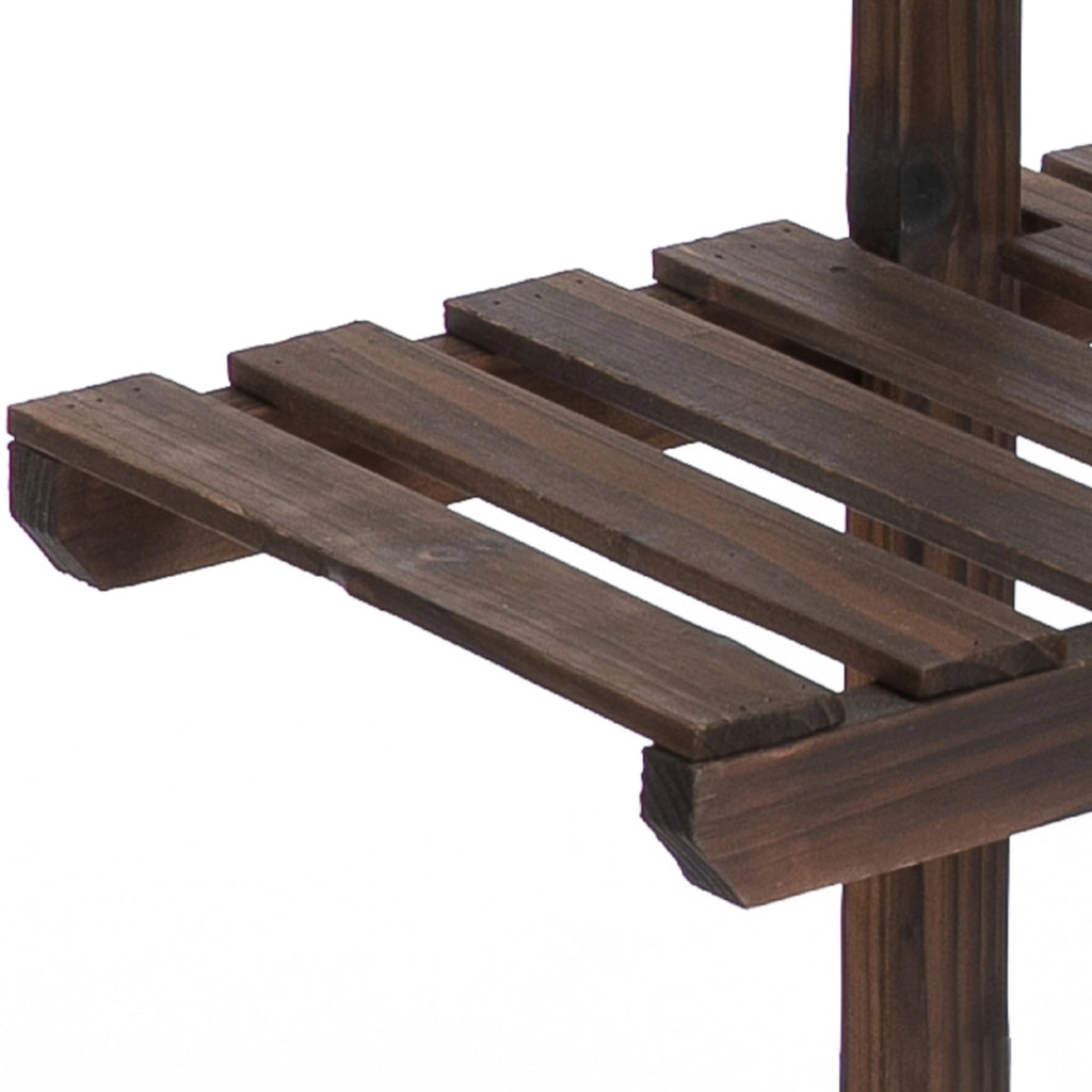 Easycomfort Scaffale Portafiori a 4 Livelli, Fioriera da Esterno e Interno in Legno con 4 Ruote, 123.5 x 33 x 80cm