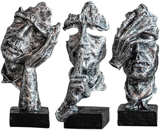 Set di 3 pensieri astratti, 3 set di sculture d'arte astratta con figure decorative, decorazione moderna per casa, decorazione per ufficio, figure decorative moderne, decorazione per parete