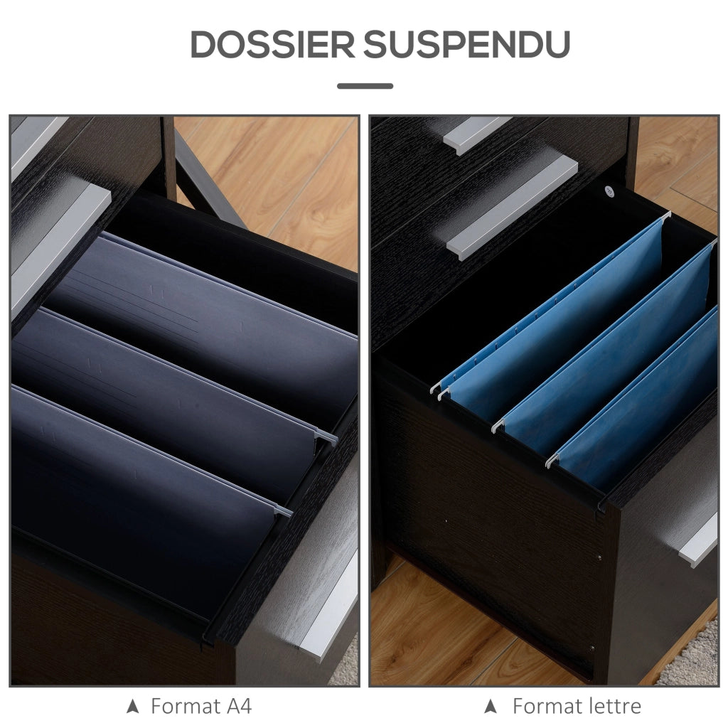 Scrivania con cassetti ¨C zephmum ¨C legno nero 3 cassetti con ruote