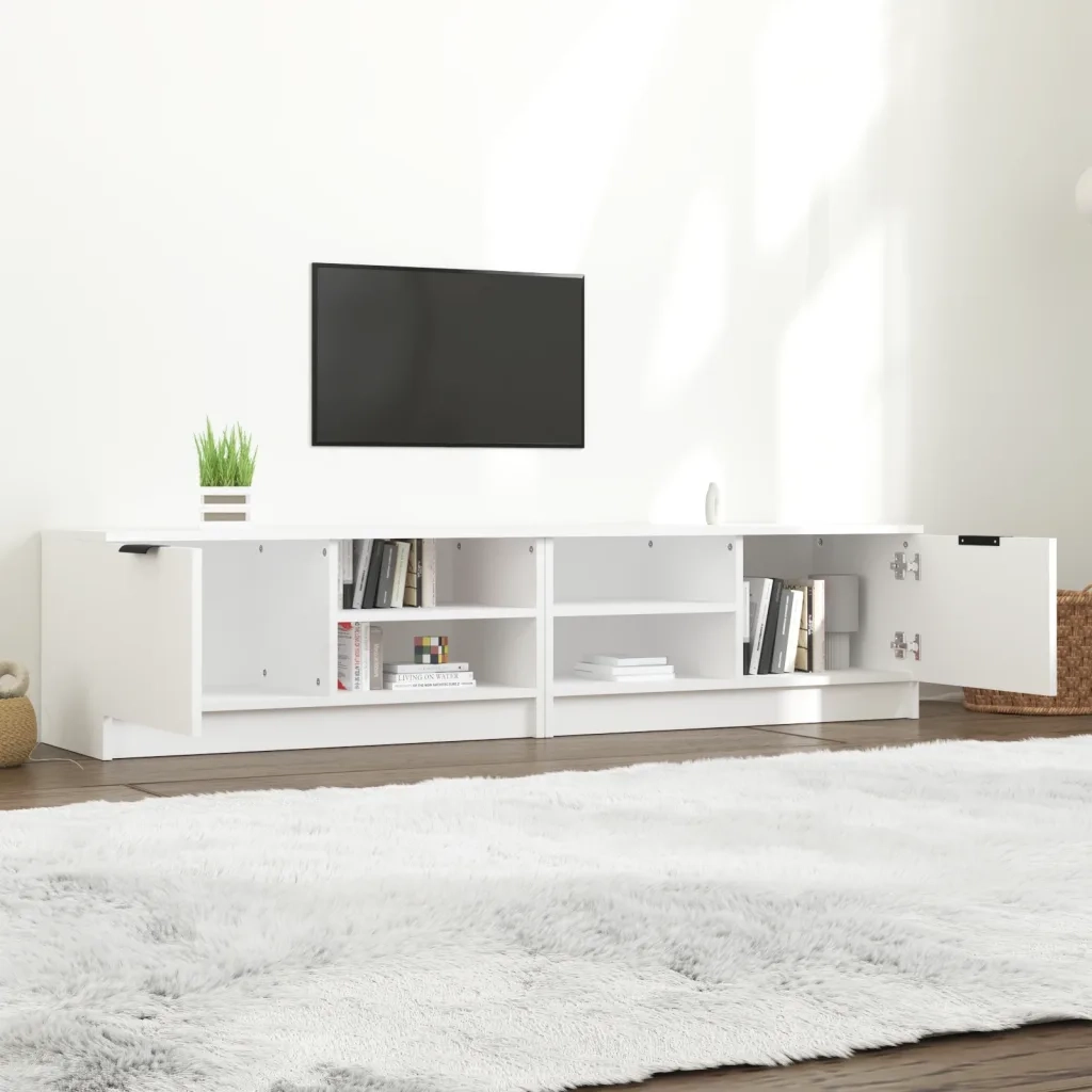 Mobili Porta TV 2 pz Bianchi 80x35x36,5 cm in Legno Multistrato cod mxl 20826