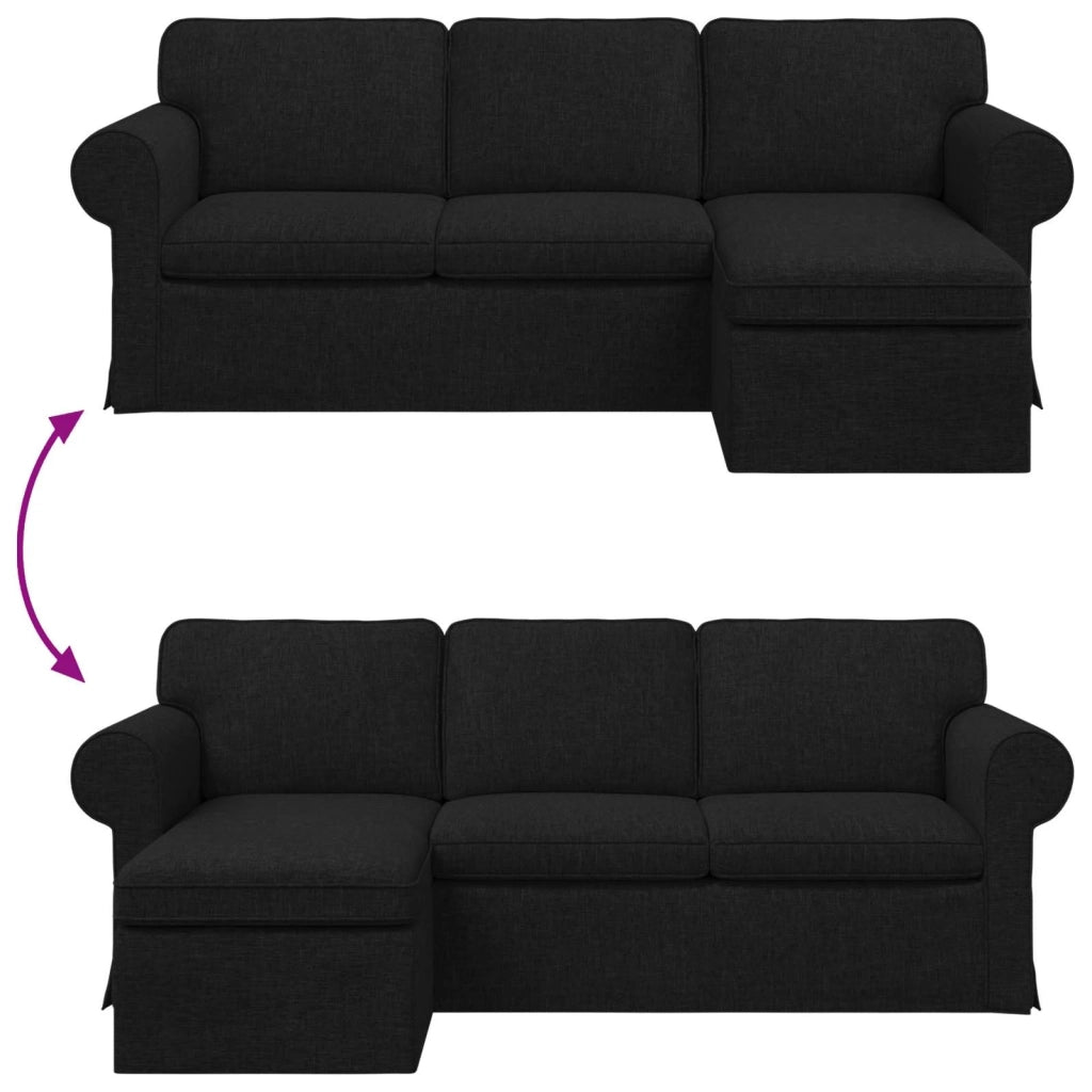 Divano Nero 215 x 138 x 80 cm Tessuto 42024336