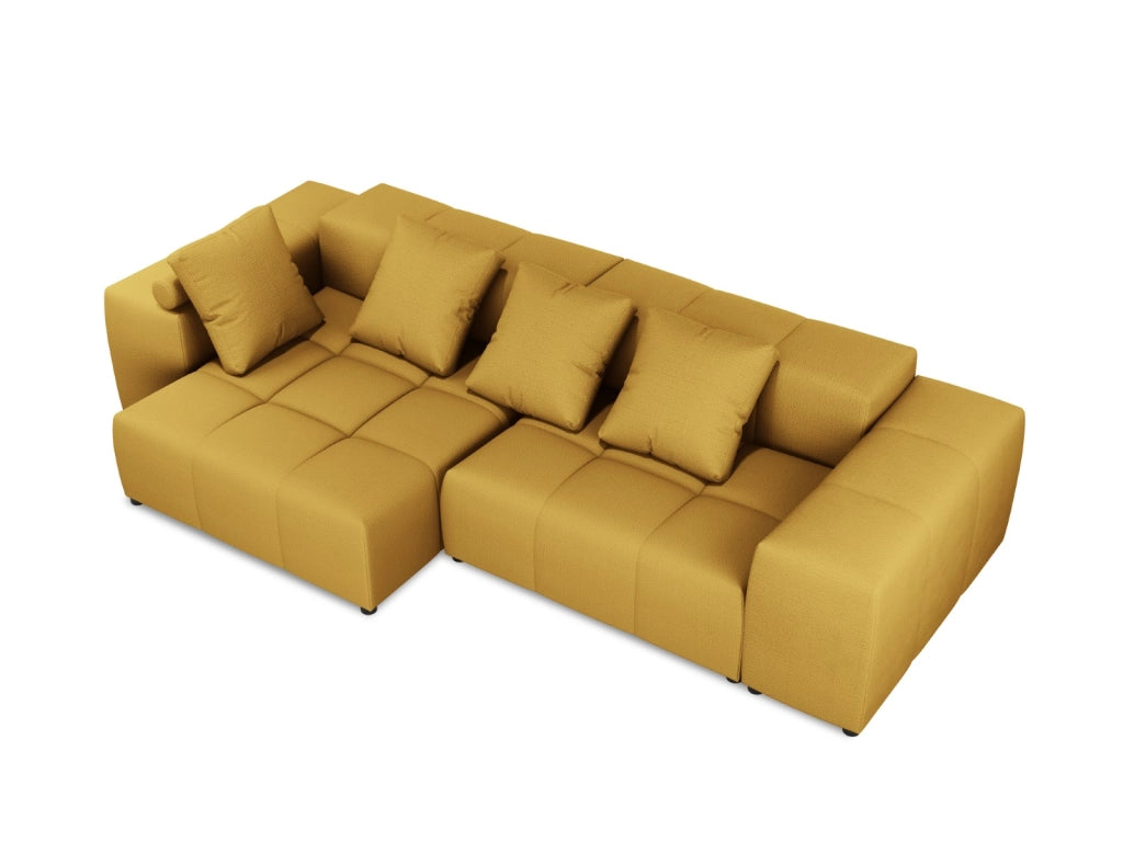 Cosmopolitan Design - Divano angolare modulare reversibile "Rome" 4 posti in tessuto strutturato giallo 