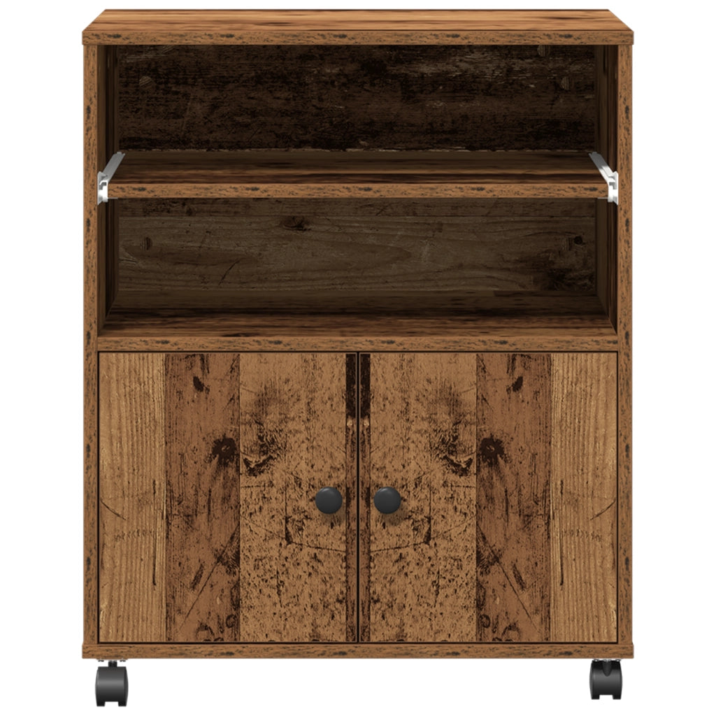 Supporto per Stampante con Ruote Legno Vecchio 60x48x74 cm