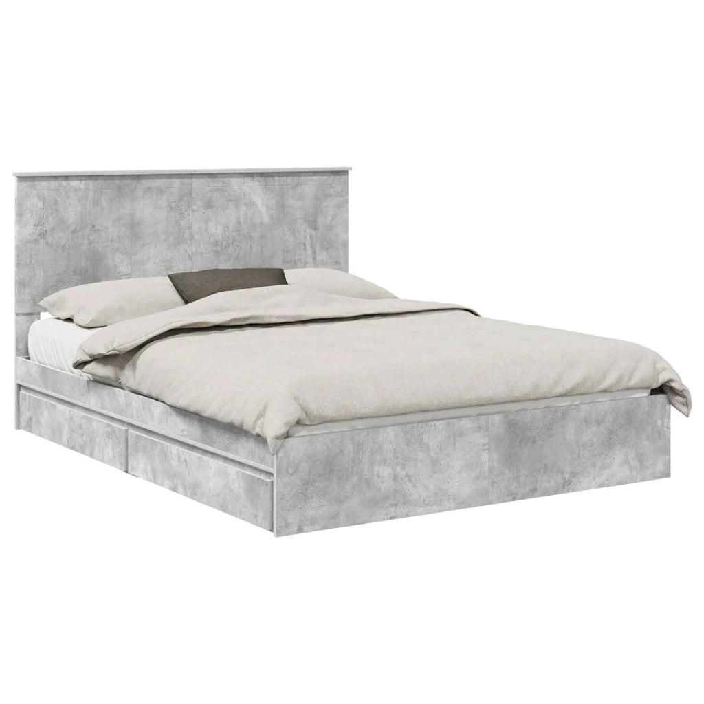 Letto con Contenitore con testiera-Struttura Letto con contenitore Grigio cemento 150 x 200 cm 295204