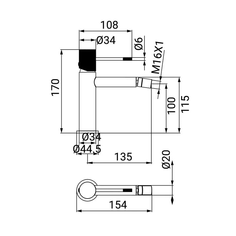 Miscelatore Bidet Serie Levi con Piletta Click Clack Cromato