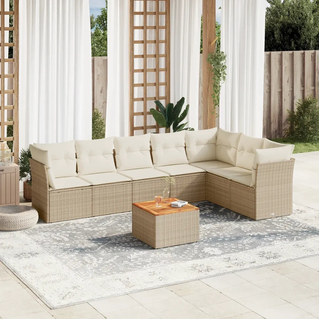 Set Divano da Giardino 8 pz con Cuscini Beige in Polyrattancod mxl 112754