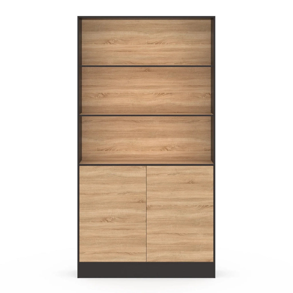 IDMarket - CARLA 3 livelli XXL 1 armadio nero e effetto legno H.190 cm