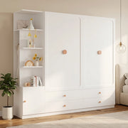 Armadio guardaroba modulare 225x45x200 cm bianco con 3 appendiabiti e 4 cassetti