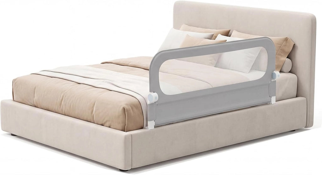 Sponda Letto Anticaduta per Bambini 150 cm, Grigio
Barriera di Sicurezza Pieghevole per Neonati con Altezza 3 Livelli Regolabile, Cinghia Fissaggio Sicuro, Protezione Neonati
