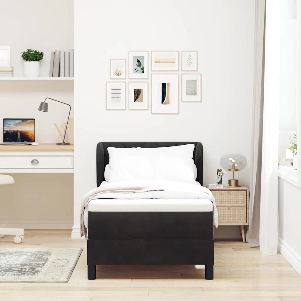 Letto a molle con testiera Nero 80 x 200 cm Velluto 3340414