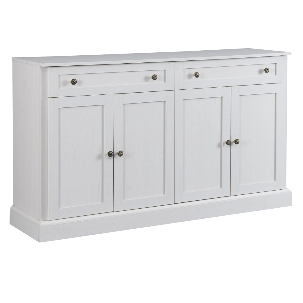 Credenza Moderna con 4 Ante e 2 Cassetti ¨C MINIMAL ¨C Bianco Antico, 150x40x86 cm