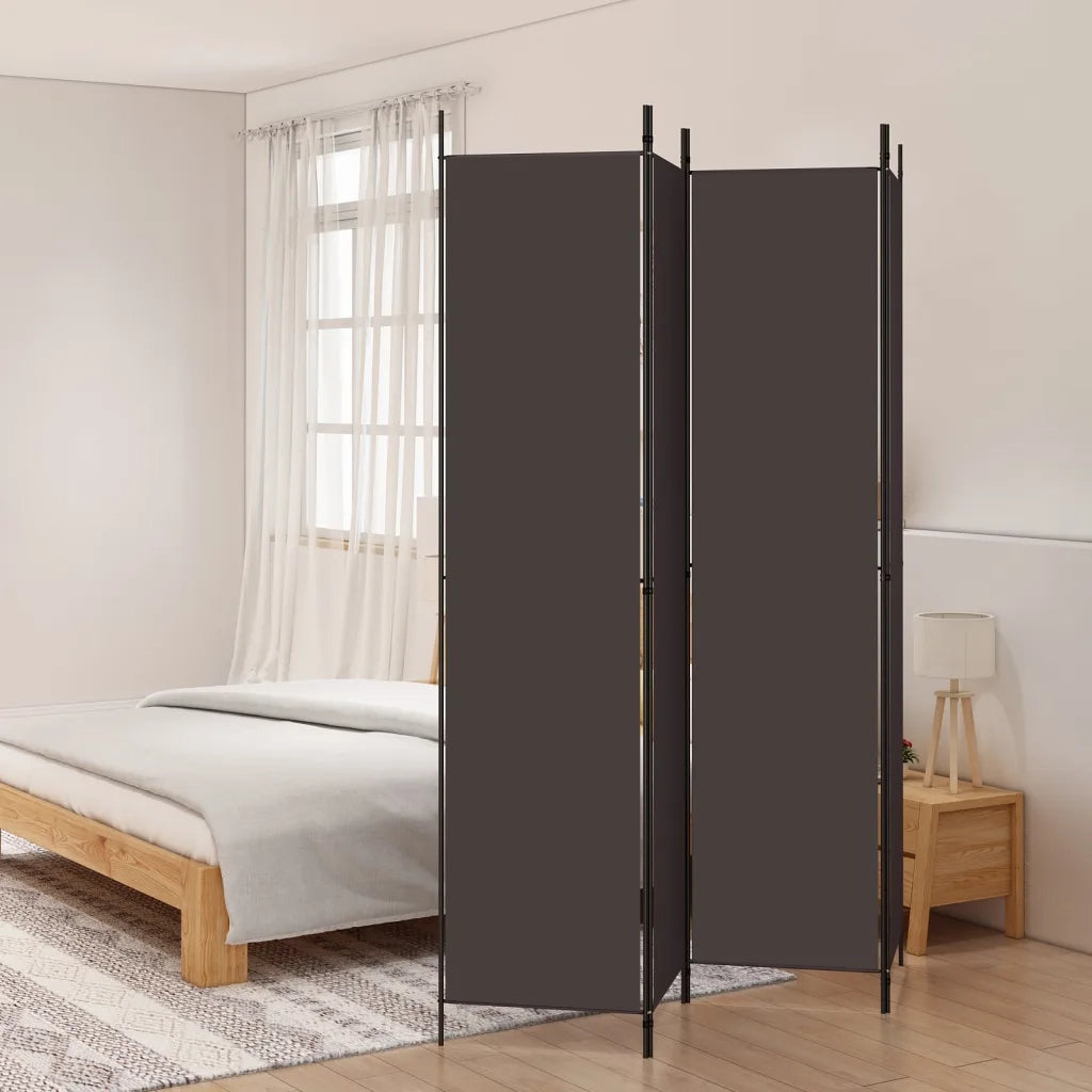 Divisorio a 4 Pannelli Marrone 200x220 cm in Tessuto 350199