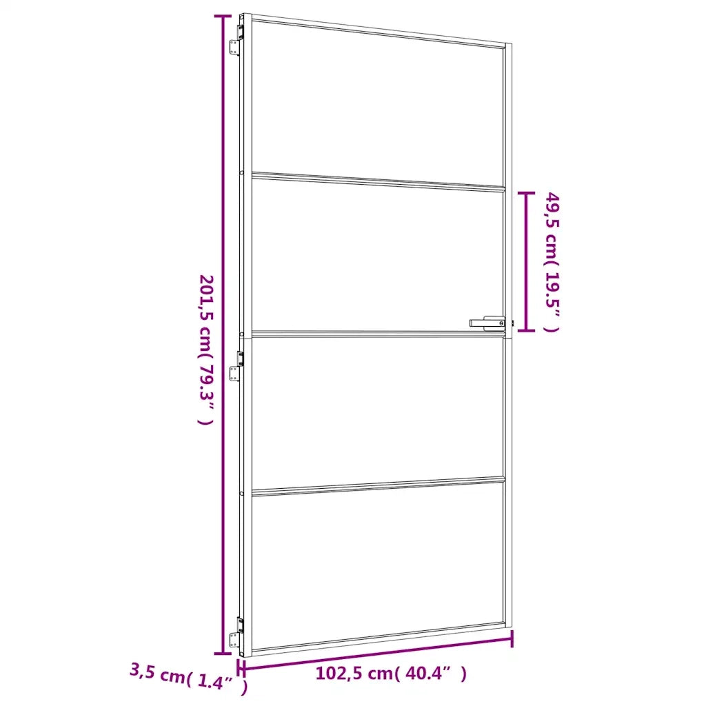 Porta Interni Sottile Oro 102,5x201,5 Vetro Temperato Alluminio 155135