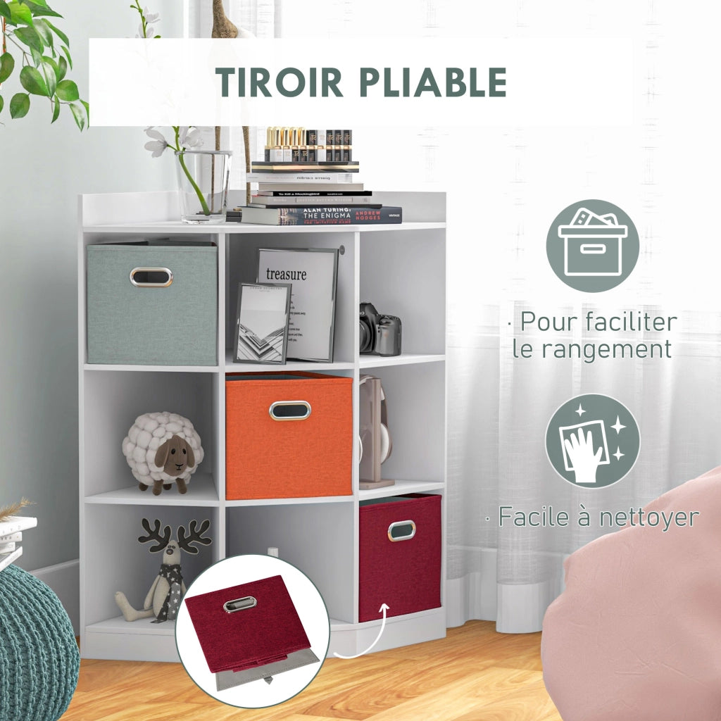 Armadio angolare per bambini ¨C zephmum ¨C 9 ripiani 3 cassetti bianco