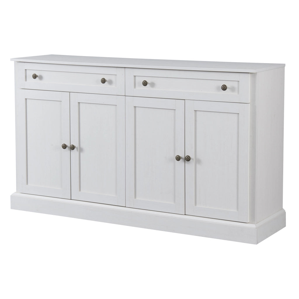 Credenza Moderna con 4 Ante e 2 Cassetti ¨C MINIMAL ¨C Bianco Antico, 150x40x86 cm