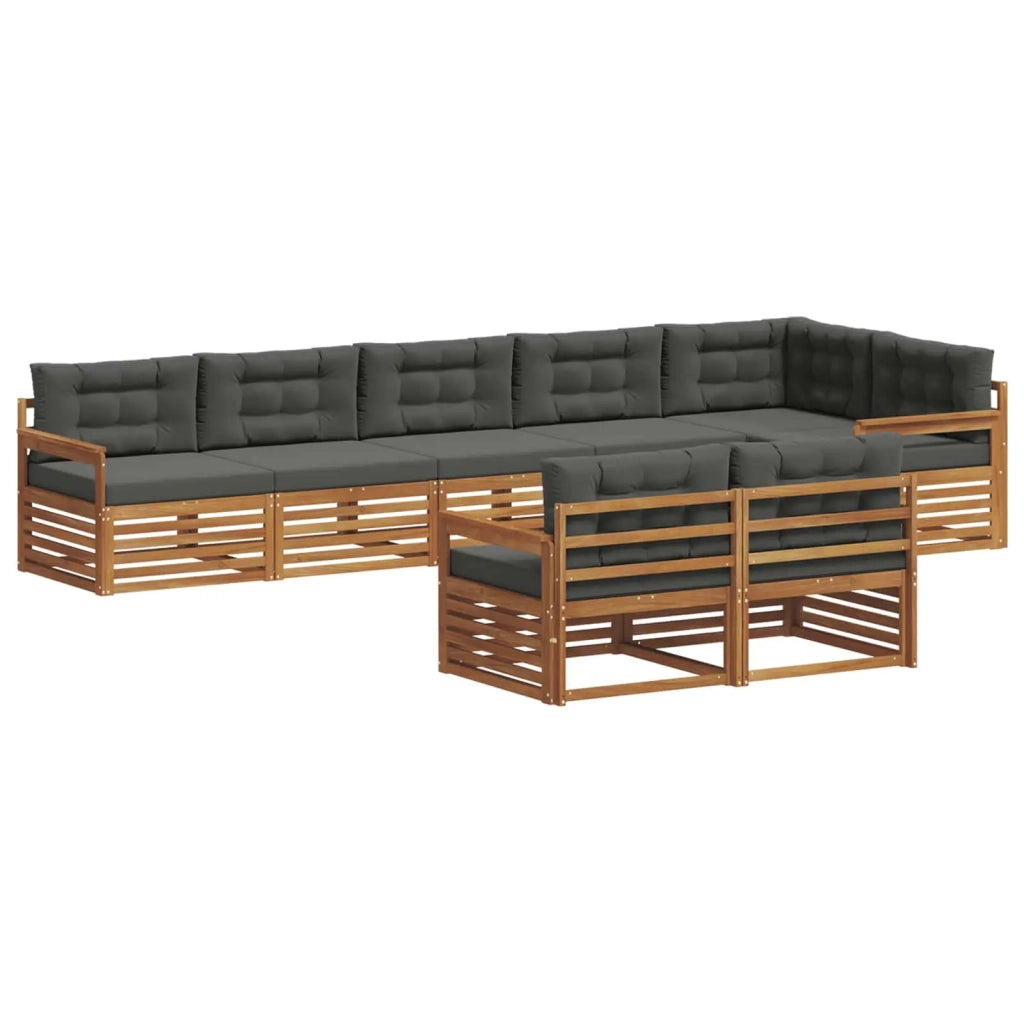 Set di divani da esterno con cuscino 8 pcs Naturale e Antracite
