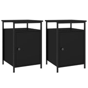 Set di 2 Comodini | Armadio da Notte | Mobiletto da notte Neri 40x42x60 cm in Legno Multistrato