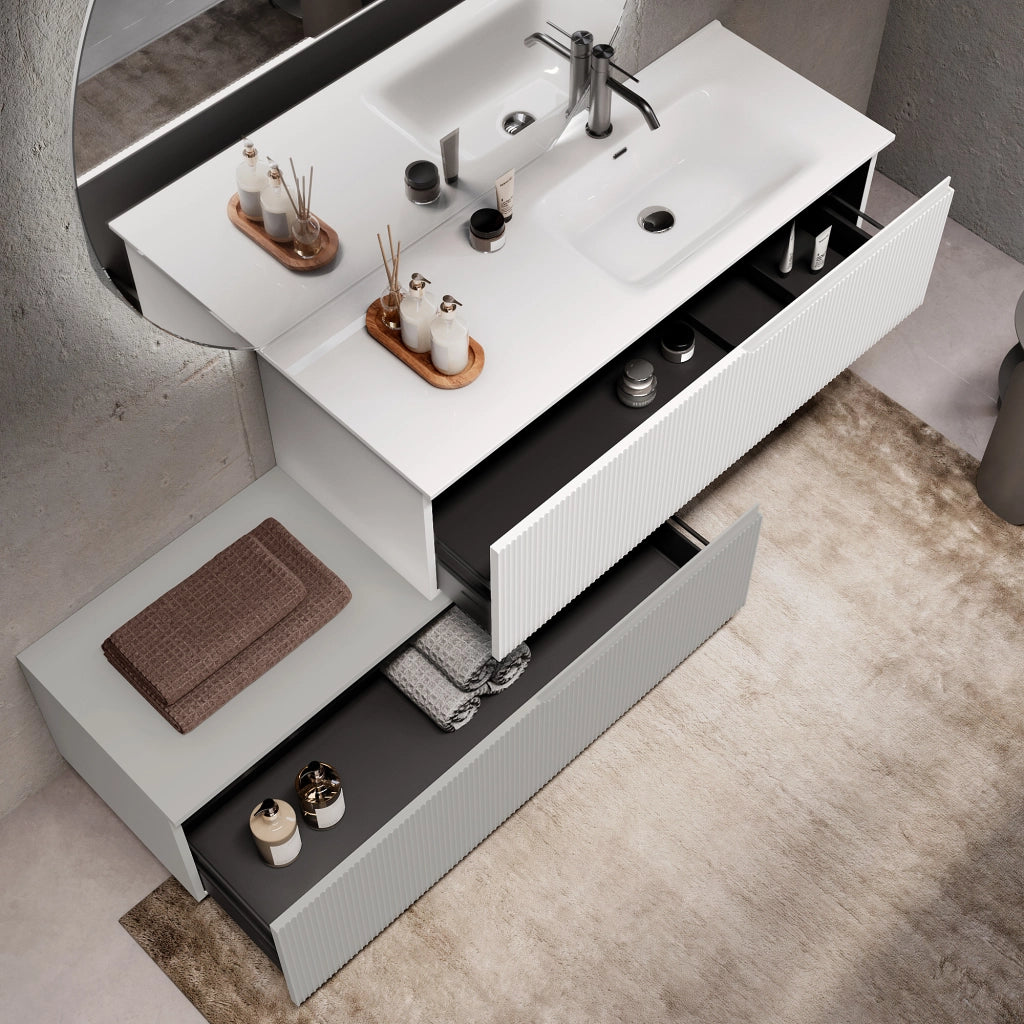 Composizione vasca DX 4 pezzi VENERE bianco/grigio