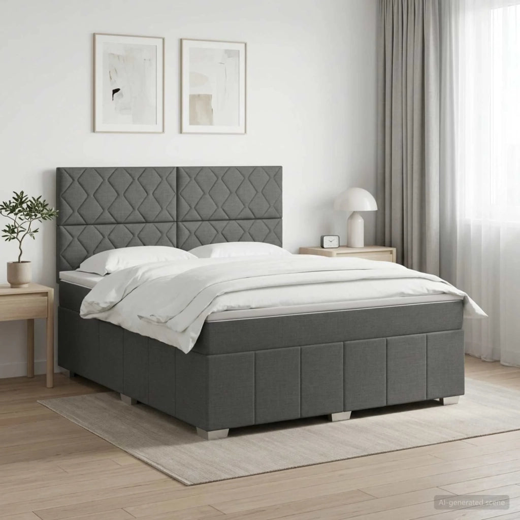 Letto box spring con materasso Grigio Scuro 140 x 200 cm 3454163