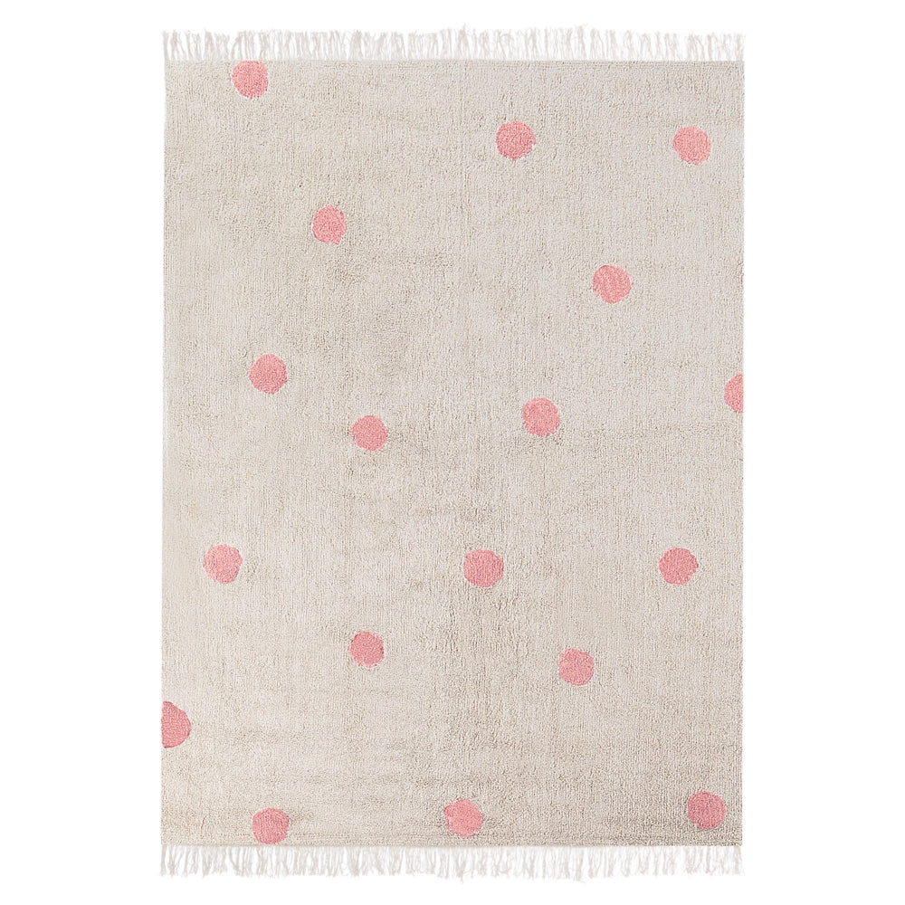 Tappeto per la camera dei bambini 140 x 200 cm Tappeto per la camera dei giochi con motivo a pois beige e rosa Dardere