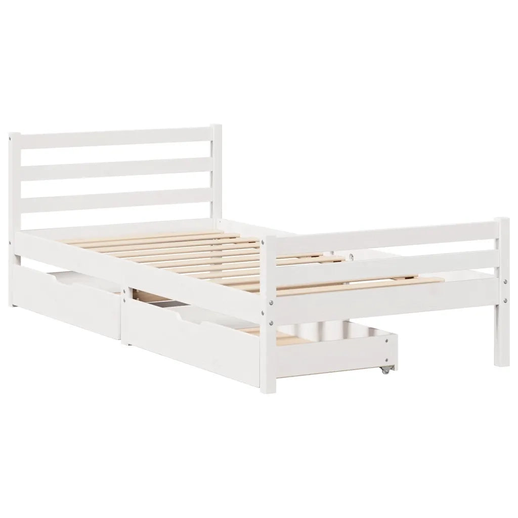 Giroletto senza Materasso-Struttura Letto Bianco 100x200 cm Legno Massello Pino 220013