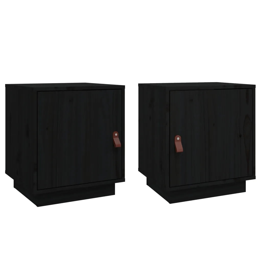 Comodini Nero 2 pz 40x34x45 cm in Legno Massello di Pino cod mxl 29944