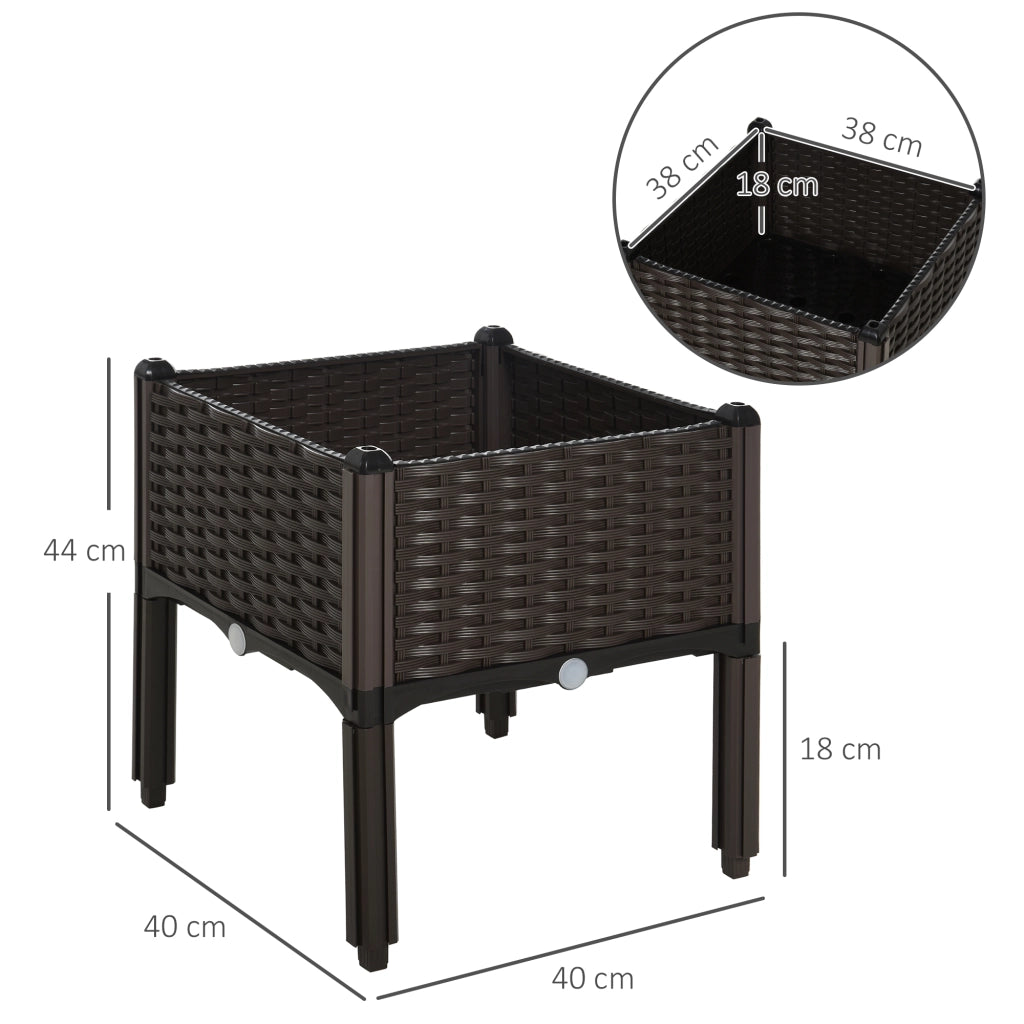 Vaso da giardino polyrattan effetto rattan ¨C zephmum ¨C marrone 40x40x44 cm