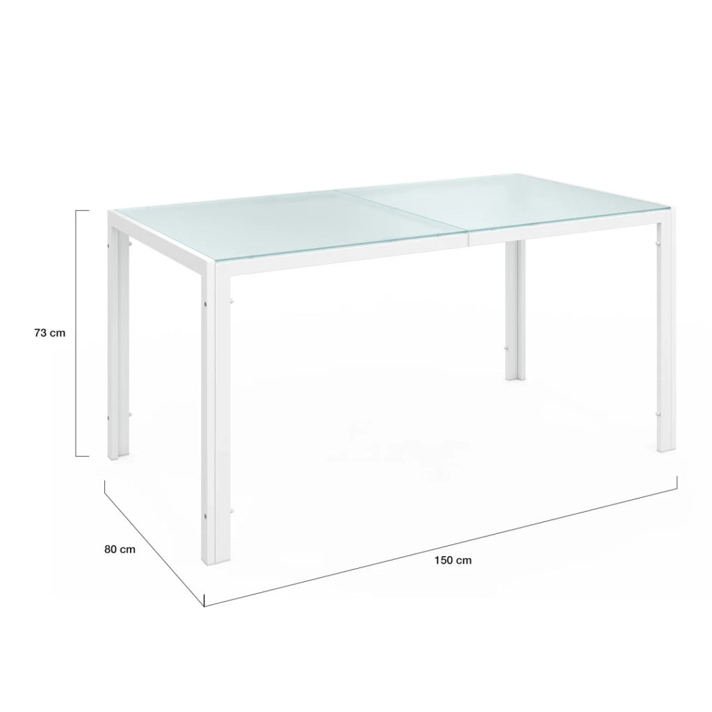 IDMarket - Set di mobili da giardino MADRID tavolo 150 CM e 6 sedie impilabili bianco e beige