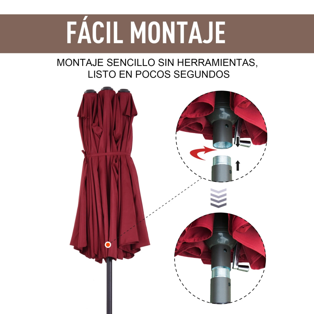Ombrellone da giardino grande con manovella ¨C Minimal ¨C 455x265x238 cm rosso vino