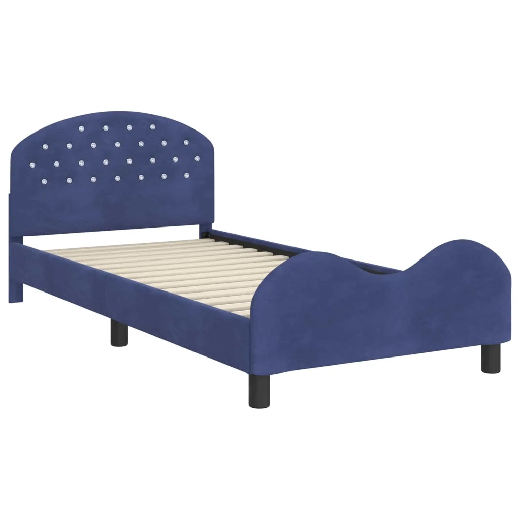 Struttura letto Bambini | Letto Infantile | Lettino con testata Blu Polizia 90 x 190 cm