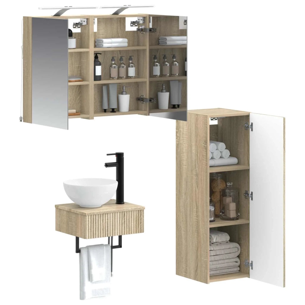 Set di Armadi da Bagno 4 pz Rovere Sonoma Legno ingegnerizzato 3407361