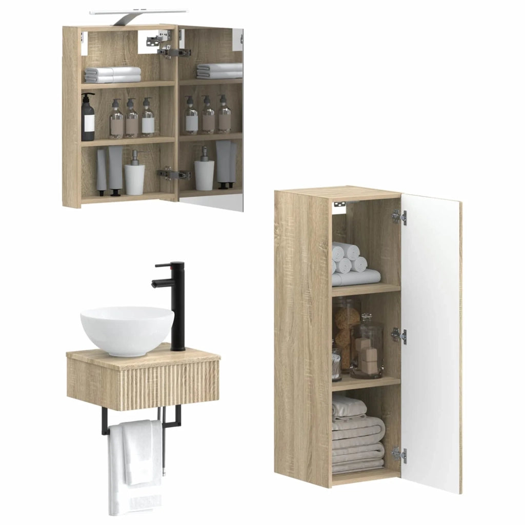 Set di Armadi da Bagno 4 pcs Rovere Sonoma 40 x 10,5 x 60,5 cm 3407361