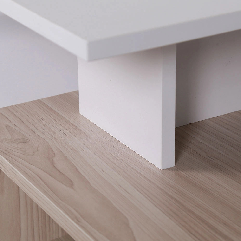 Tavolino Divano Salotto Rettangolare Design Moderno Legno 4 Ripiani Bianco Oak