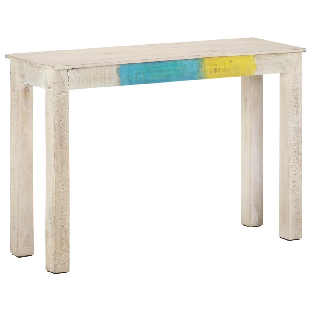 Tavolo Consolle | Tavolo d'Ingresso Bianco 115x35x77 cm in Legno di Mango Grezzo