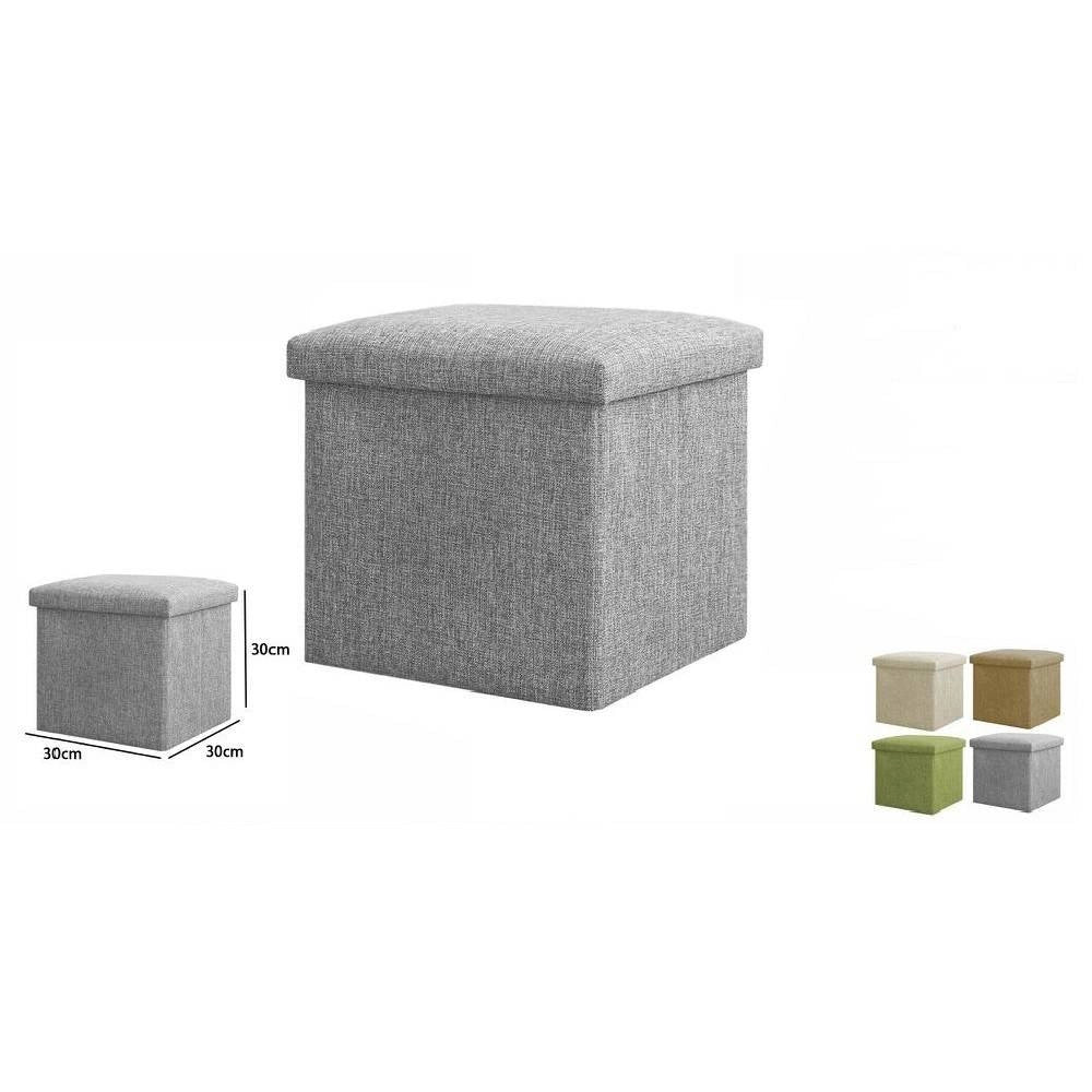Trade Shop - Pouff Puff Pouf Contenitore Imbottito Con Seduta In Tessuto 30 X 30 X 30cm 69585 -