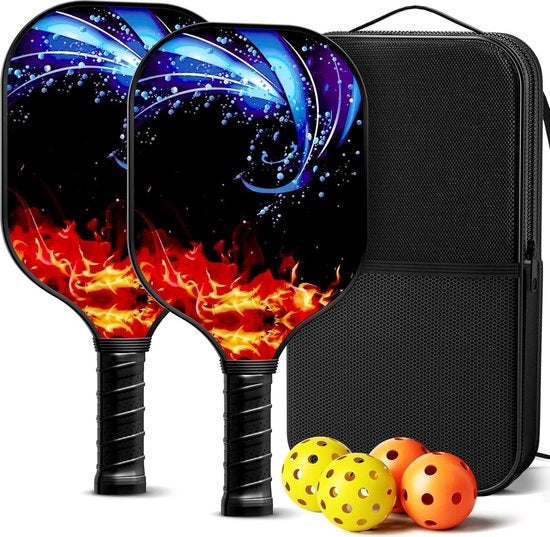 Racket da Pickleball con manubrio in fibra di vetro, set di paddle leggero - 4 paddle da Pickleball, borsa - per principianti uomo donna