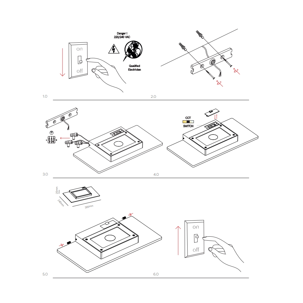 Mini Pla Bianca - Applique a led da muro 20W CCT Switch 2700K/3200K/4000K in alluminio, Luce murale verso l'alto - Beneito & Faure