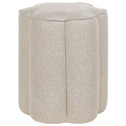 Pouf Beige Lino Rotondo 39 x 34 x 45 cm Pouf d'Accento Tappezzeria Soggiorno Moderno Camera da Letto Mobili