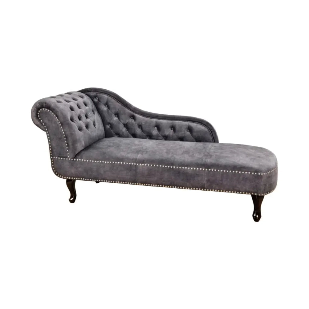 Méridienne EDGAR – Grigio scuro – Velluto stile barocco