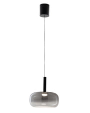 Lampada a Sospensione LED Devero 8W, Ø25cm, Vetro Borosilicato Grigio Chiaro Sfumato, Dimmerabile, CCT 2700K-3000K-4000K, IP20 - Devero Collection