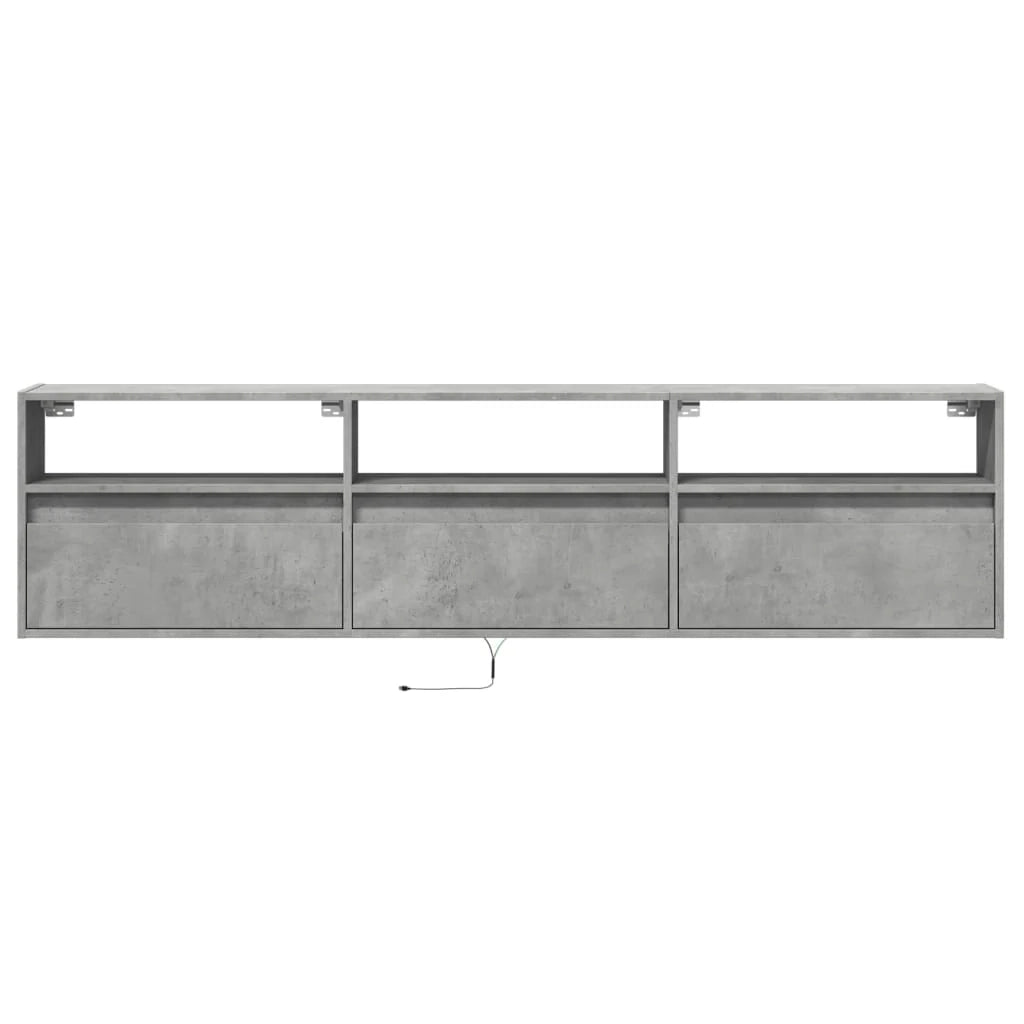 Mobile TV multimediale scaffale TV credenza mobile TV sala da pranzo soggiorno camera da letto montaggio a parete con illuminazione a LED 180 x 31 x 45 cm grigio 02_0027817