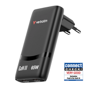 Verbatim Fold n Go GaN Charger 65W 2xUSB C weiß klappb.St.32355
