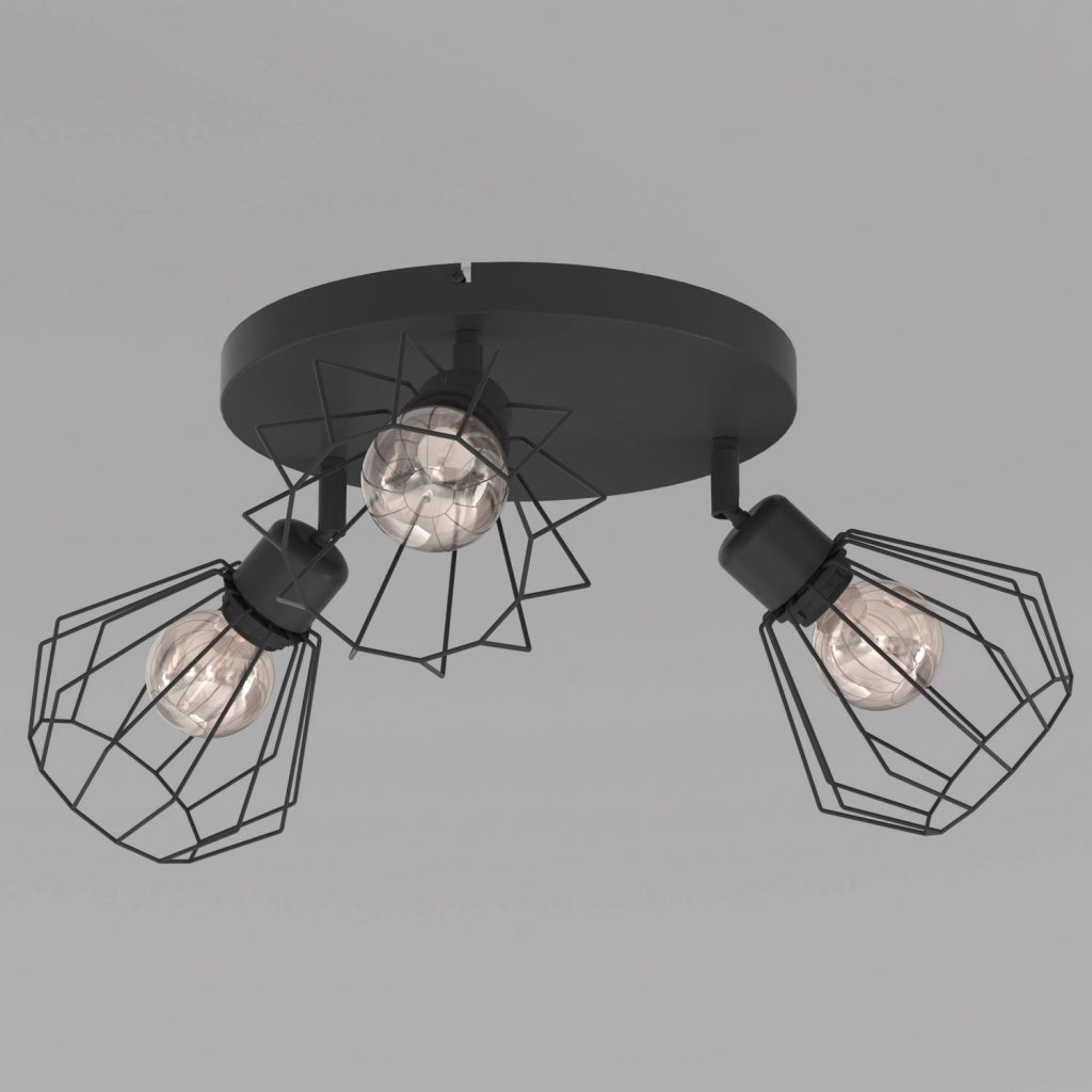 Plafoniera industriale Parkla 3xE27 nera regolabile Luminex