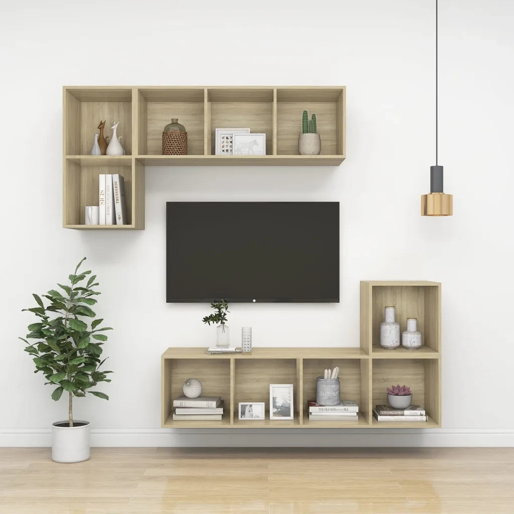 Mobili a Muro 4pz Rovere Sonoma 37x37x37 cm Legno Multistrato 805455