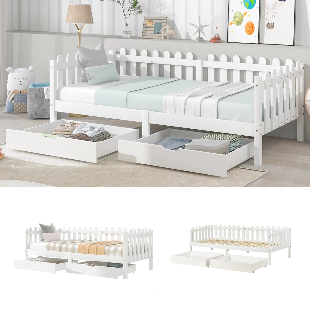 Cassetti contenitore sottoletto con 2 cassetti e ruote; in MDF; per camera da letto; 93x67x20 cm