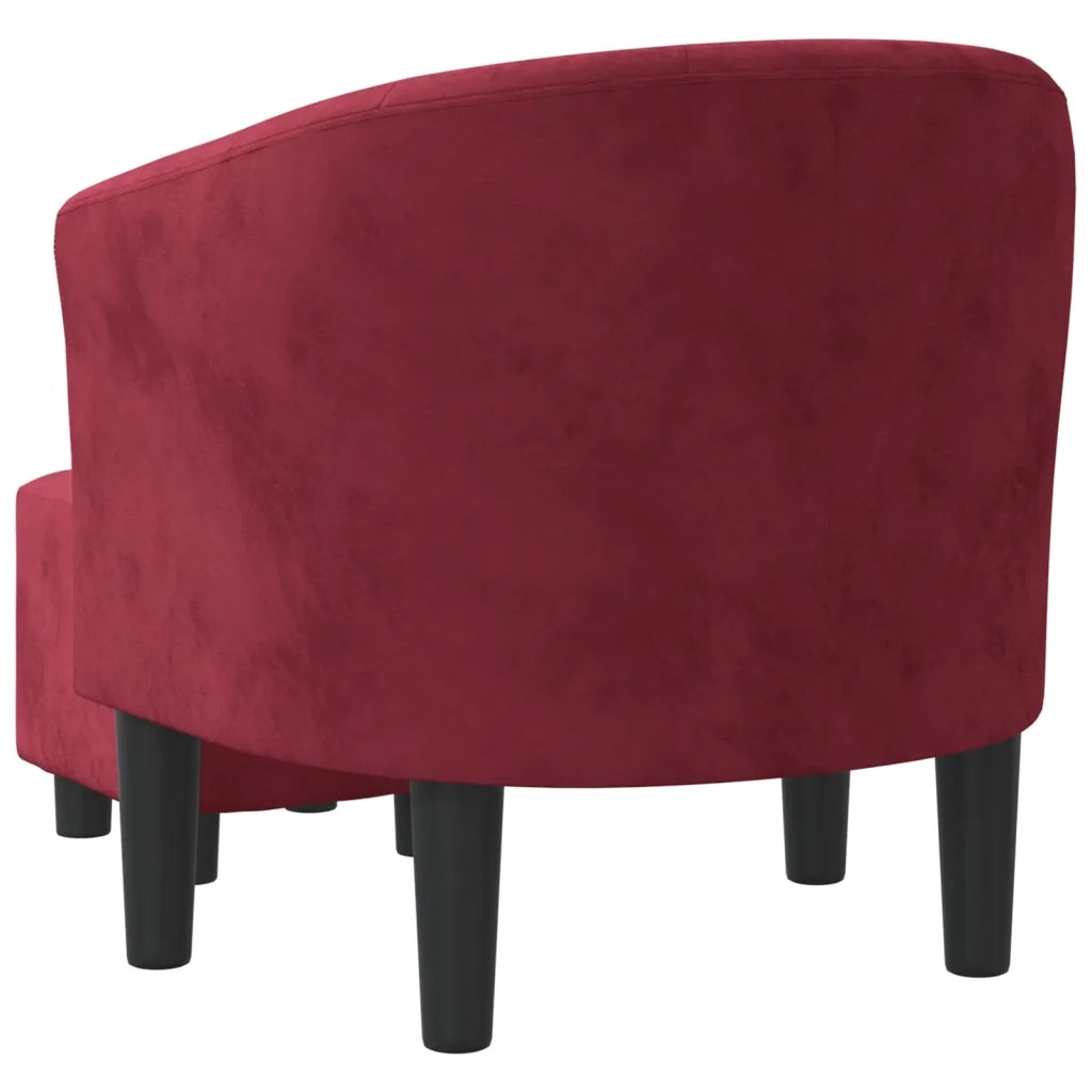 Poltrona Cabriolet con Poggiapiedi Rosso Vino in Velluto 356483